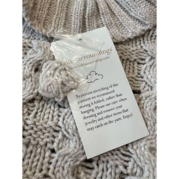 Soft Surroundings NWT Sweater Open Cable Knit Flare Sleeve Mock Neck sz L - Picture 8 of 11